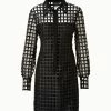 AKRIS Trapezoid Grid Embroidery Tunic Dress