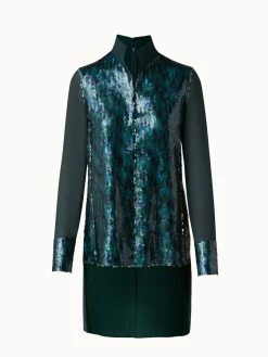 AKRIS Silk Georgette Blouse With Sequins Front
