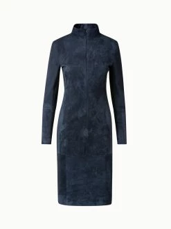AKRIS Lamb Stretch Suede Sheath Dress