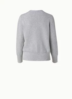 AKRIS Cashmere Lurex Ribbed V-Neck Knit Pullover -AKRIS sale 696472