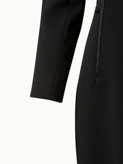 AKRIS Silk Crêpe Fitted Sheath Dress With Sequins Piping -AKRIS sale 697450