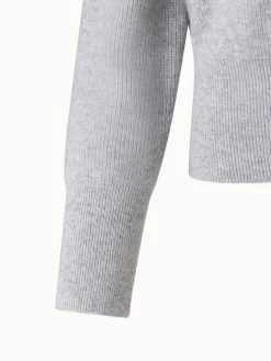 AKRIS Cashmere Lurex Ribbed V-Neck Knit Pullover -AKRIS sale 697480