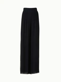 AKRIS Silk Pleated Wide Leg Pants