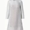 AKRIS Metallic Lurex Cotton Crochet Embroidery Sheath Dress