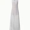 AKRIS Metallic Lurex Cotton Crochet Embroidery Gown