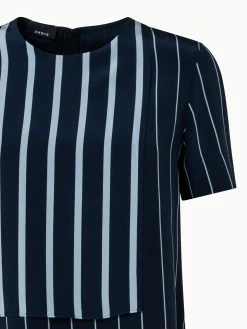 AKRIS Three Layer Silk Crêpe Blouse With Screen Stripes Print -AKRIS sale 726437