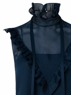 AKRIS Striped Cotton Silk Organza Blouse With Ruffles 9 AKRIS Striped Cotton Silk Organza Blouse With Ruffles -AKRIS sale 727473