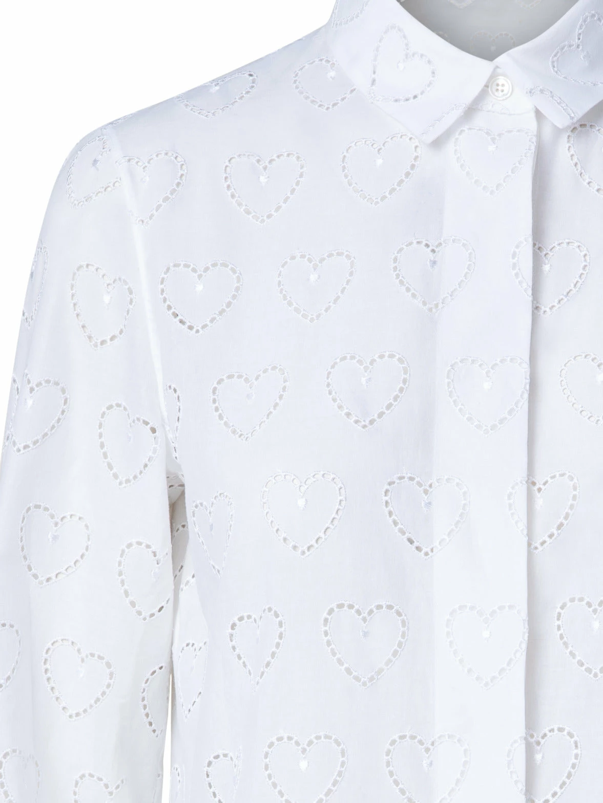 AKRIS Cotton Poplin Tunic Blouse With Hearts Broderie Anglaise 4 AKRIS Cotton Poplin Tunic Blouse With Hearts Broderie Anglaise - Image 4