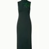 AKRIS Silk Stretch Crêpe Sheath Dress With Daffodils Stone Embellishment