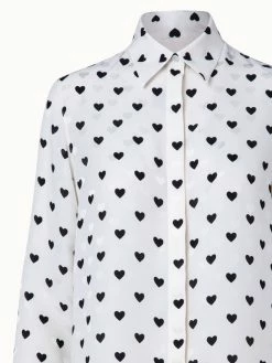 AKRIS Silk Crêpe Tunic Blouse With Hearts Jacquard And Print -AKRIS sale 739155