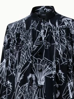 AKRIS Silk Kaftan Dress With Croquis Druck -AKRIS sale 740240