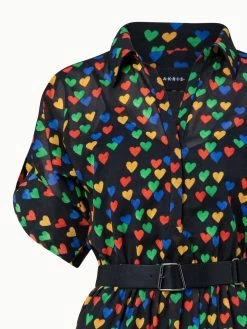 AKRIS Cotton Poplin Dress With Hearts Druck -AKRIS sale 740267