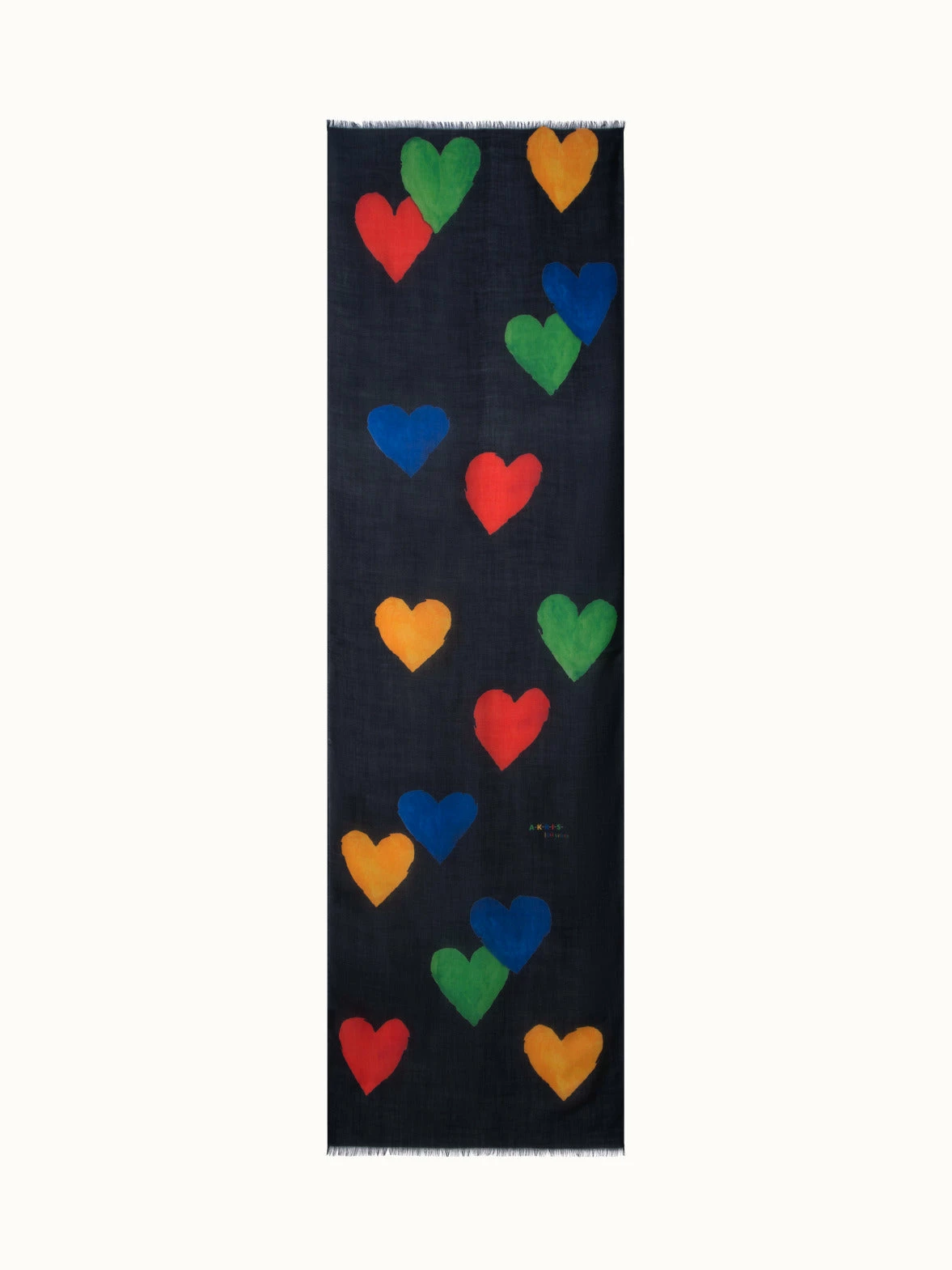 AKRIS Cashmere Silk Scarf With Hearts Print 2 AKRIS Cashmere Silk Scarf With Hearts Print - Image 2