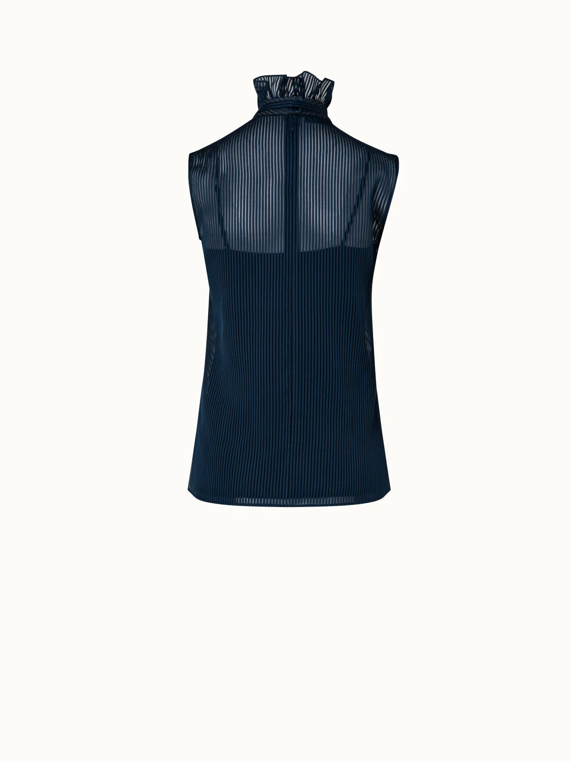 AKRIS Striped Cotton Silk Organza Blouse With Ruffles 2 AKRIS Striped Cotton Silk Organza Blouse With Ruffles - Image 2