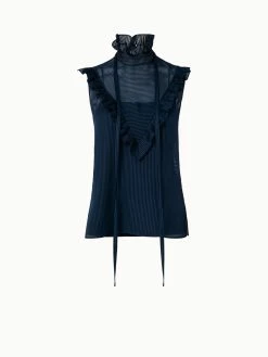 AKRIS Striped Cotton Silk Organza Blouse With Ruffles 8 AKRIS Striped Cotton Silk Organza Blouse With Ruffles -AKRIS sale 741010