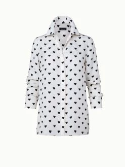 AKRIS Silk Crêpe Tunic Blouse With Hearts Jacquard And Print -AKRIS sale 741031