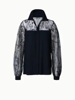 AKRIS Silk Crêpe And Croquis Embroidery Blouse 9 AKRIS Silk Crêpe And Croquis Embroidery Blouse -AKRIS sale 741037