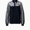 AKRIS Silk Crêpe And Croquis Embroidery Blouse