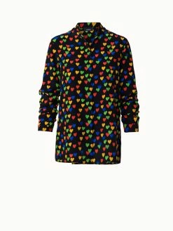 AKRIS Silk Crêpe Blouse With Hearts Print