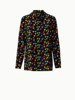 AKRIS Silk Crêpe Blouse With Hearts Print -AKRIS sale 741044
