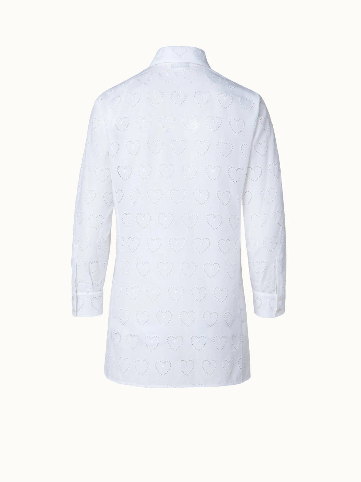 AKRIS Cotton Poplin Tunic Blouse With Hearts Broderie Anglaise 2 AKRIS Cotton Poplin Tunic Blouse With Hearts Broderie Anglaise - Image 2