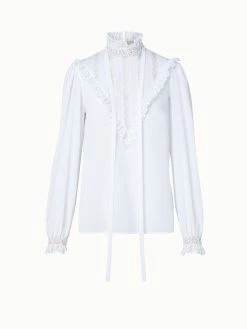 AKRIS Cotton Crêpe And Lace Blouse