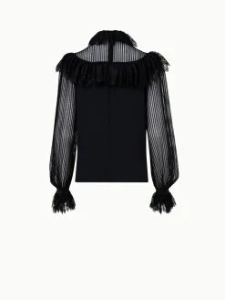 AKRIS Silk Crêpe And Lace Blouse 9 AKRIS Silk Crêpe And Lace Blouse -AKRIS sale 741071
