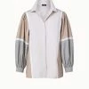 AKRIS Cotton Poplin Colorblock Blouse
