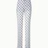 AKRIS Straight Leg Silk Pants With Hearts Jacquard And Druck