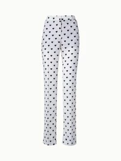 AKRIS Straight Leg Silk Pants With Hearts Jacquard And Druck