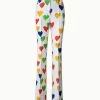 AKRIS Cotton Silk Double-Face Bootcut Pants With Heart Druck