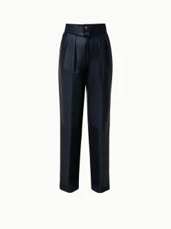 AKRIS Lambskin Pleated Leather Pants