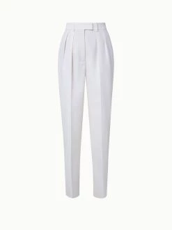 AKRIS Cotton Linen Blend Pleated Tapered Pants
