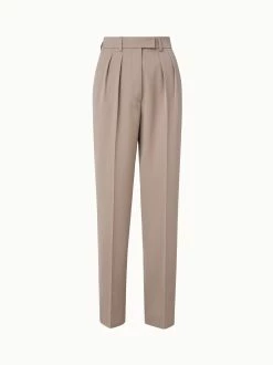 AKRIS Wool Gabardine Pleated Tapered Pants