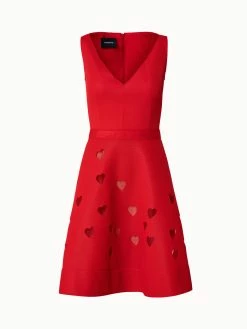 AKRIS Techno Grid Dress With Lasercut Hearts