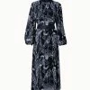 AKRIS Silk Kaftan Dress With Croquis Druck