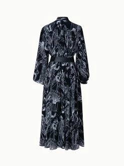 AKRIS Silk Kaftan Dress With Croquis Druck -AKRIS sale 741330