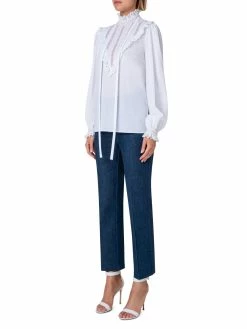 AKRIS Cotton Crêpe And Lace Blouse 23 AKRIS Cotton Crêpe And Lace Blouse -AKRIS sale 745618