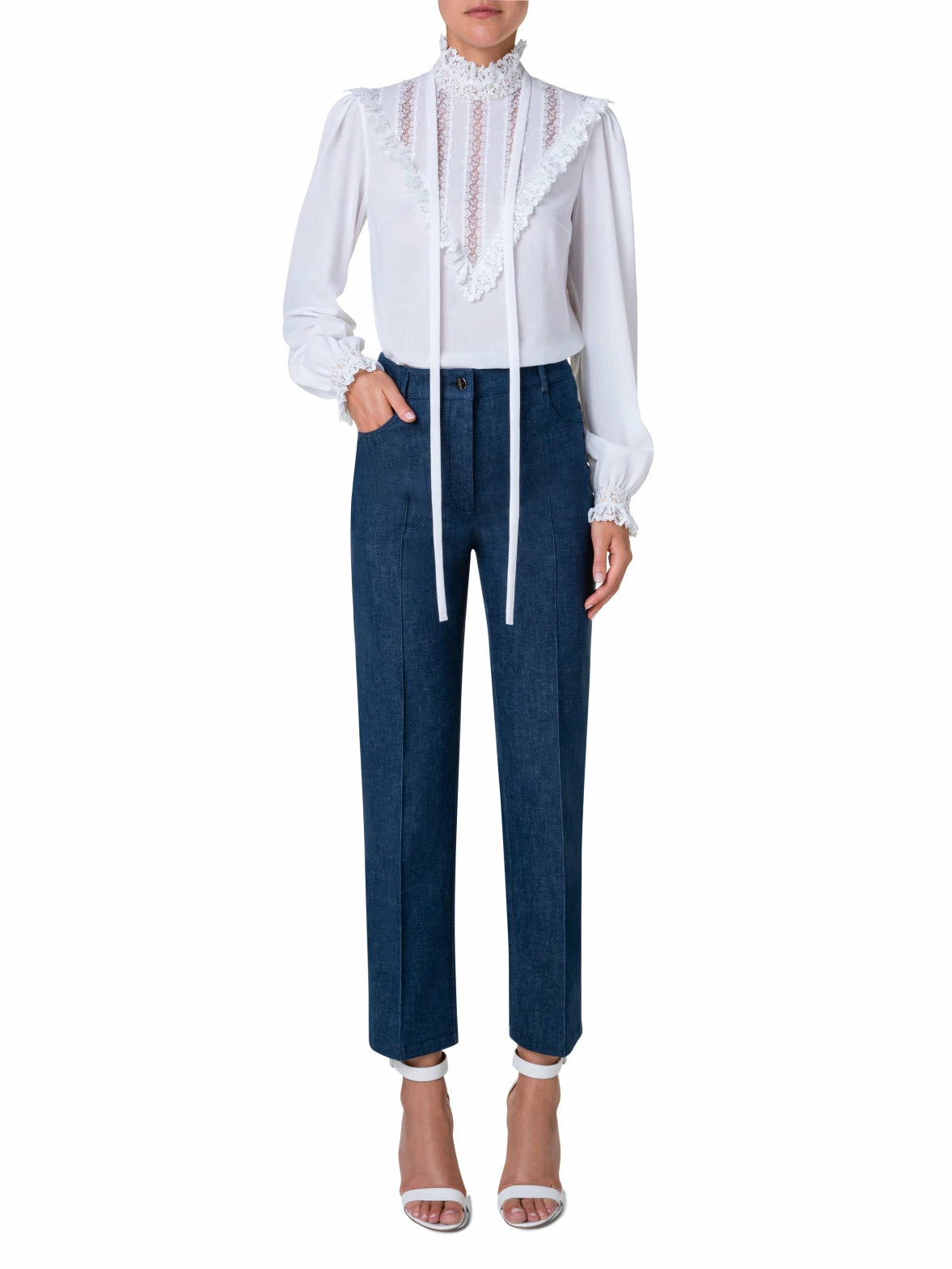 AKRIS Cotton Crêpe And Lace Blouse 10 AKRIS Cotton Crêpe And Lace Blouse - Image 10