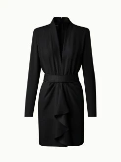 AKRIS Envers Satin Dress With Horsehair Belt