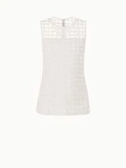 AKRIS Square Embroidery On Tulle Blouse
