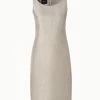 AKRIS Structured Metallic Techno Weave Sheath Dress
