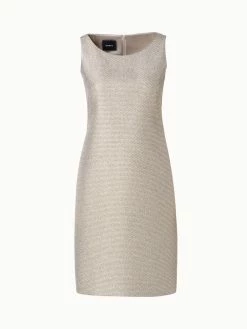 AKRIS Structured Metallic Techno Weave Sheath Dress