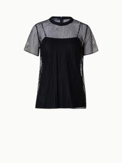 AKRIS Striped Techno Lace Blouse