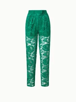AKRIS Floral Techno Lace Pleated Tapered Pants