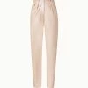 AKRIS Lambskin Leather Pleated Tapered Pants