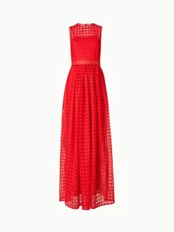 AKRIS Square Embroidery On Tulle Gown