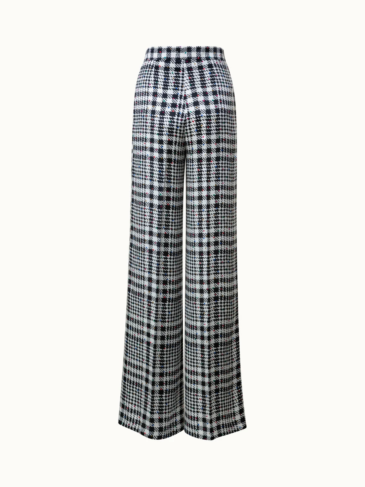 AKRIS Silk Satin Wide Leg Pants With Tweed Check Print 2 AKRIS Silk Satin Wide Leg Pants With Tweed Check Print - Image 2