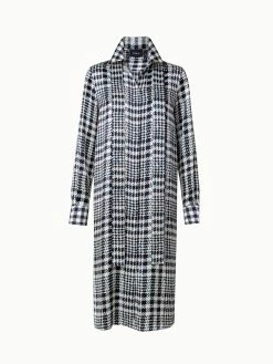 AKRIS Silk Satin Shirt Dress With Tweed Check Print -AKRIS sale 769916 5c73c2f7 048b 4ed7 8807 bb08883eeb56