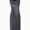 AKRIS Houndstooth Sequins On Organza Midi Dress